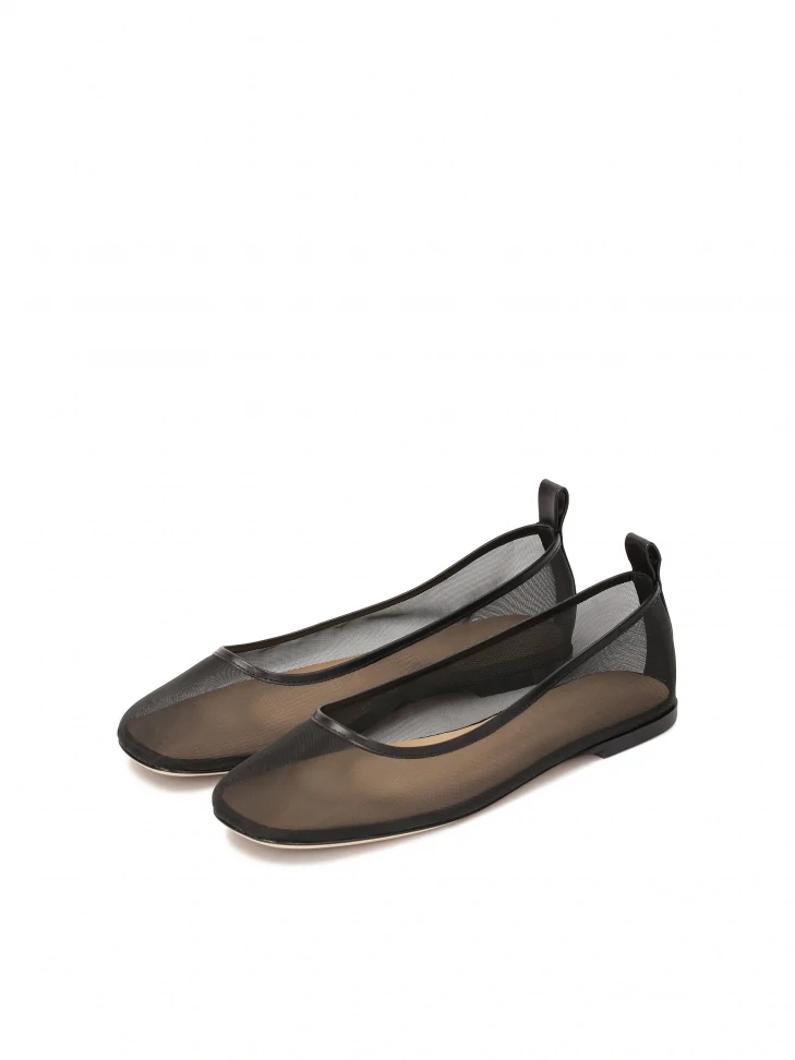 Kazar Black Mesh Ballerinas With Leather Trim