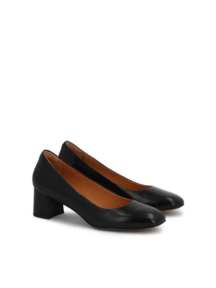 Kazar Black Minimalist Leather Pumps