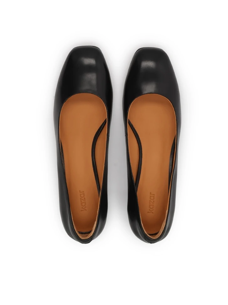 Kazar Black Minimalist Leather Pumps