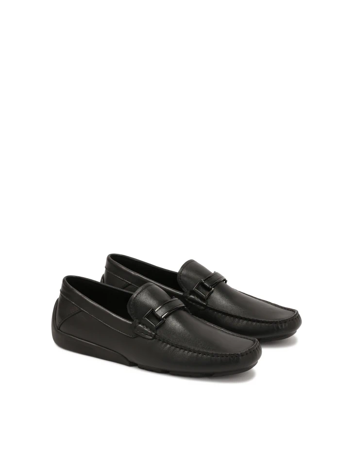 Kazar Black Moccasins In Smooth Leather