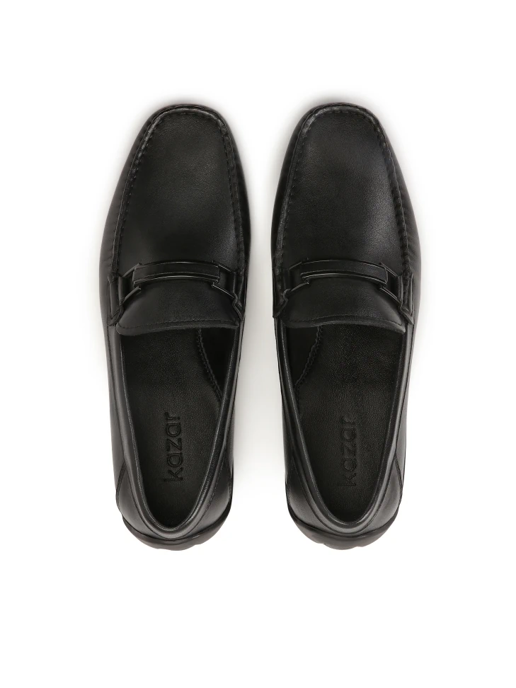 Kazar Black Moccasins In Smooth Leather