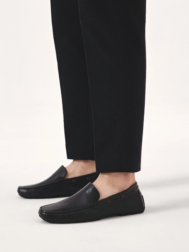 Kazar Black Moccasins With Red Accents