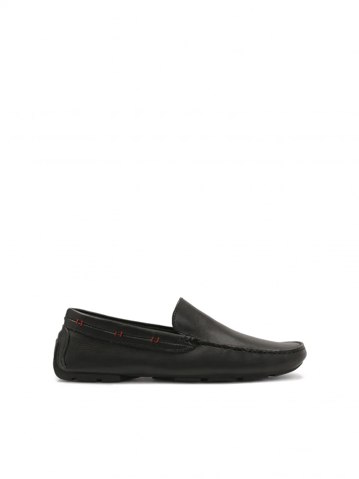kazar Black moccasins with red accents