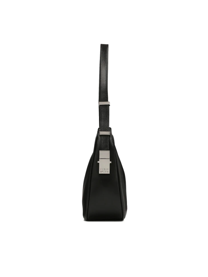 Kazar Black Monogrammed Baguette Handbag