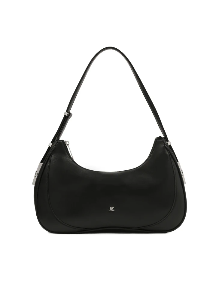 kazar Black monogrammed baguette handbag