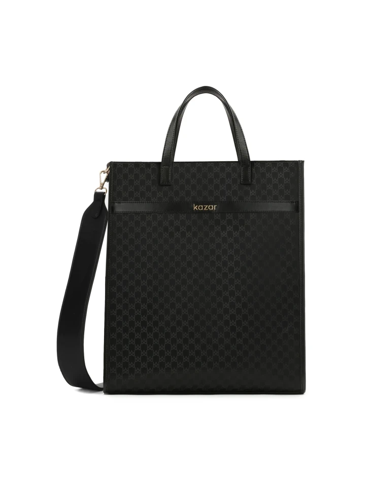 kazar Black monogrammed fabric handbag by KAZAR