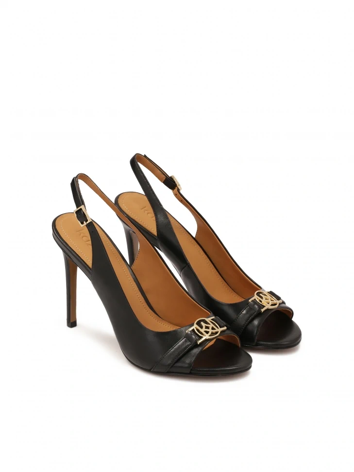 Kazar Black Monogrammed Sandals By KAZAR