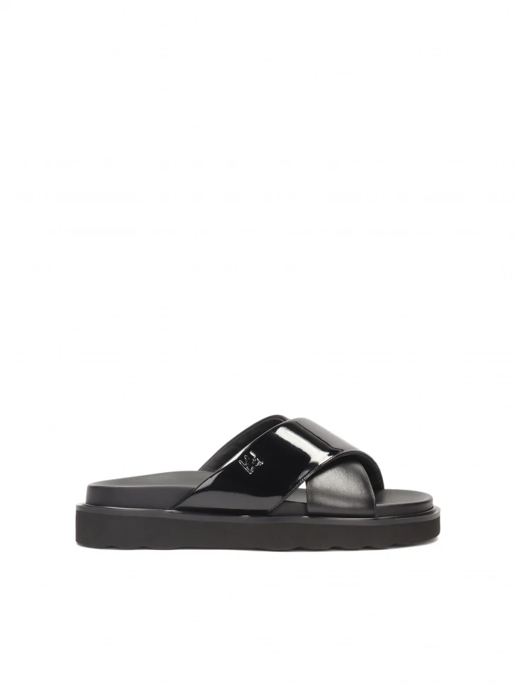 kazar Black mules made of two types of leather
