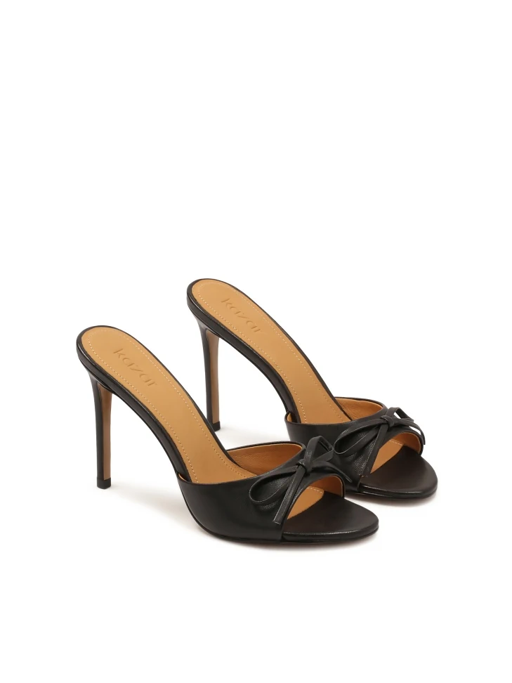 Kazar Black Mules On A High Stiletto Heel
