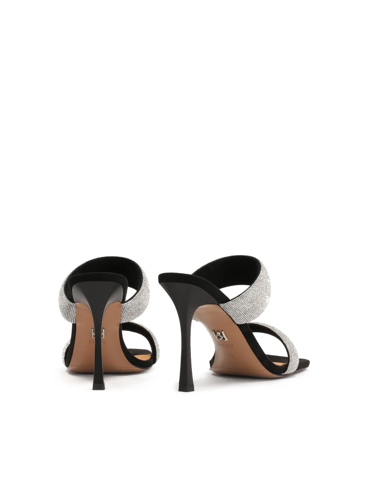 Kazar Black Mules On Heels With Sparkly Straps