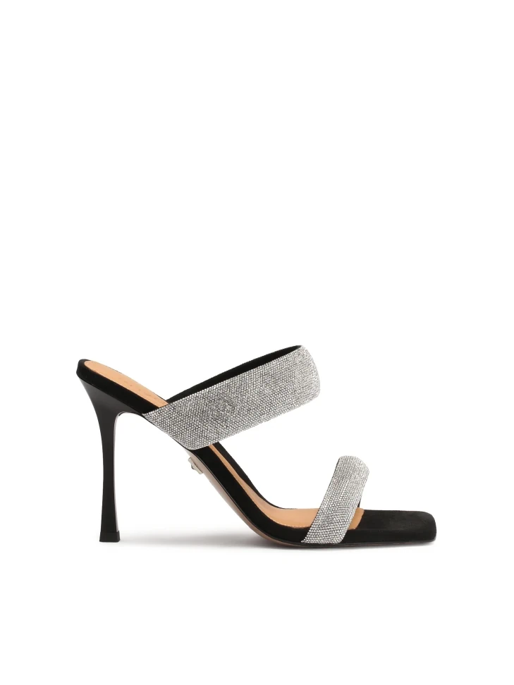 kazar Black mules on heels with sparkly straps