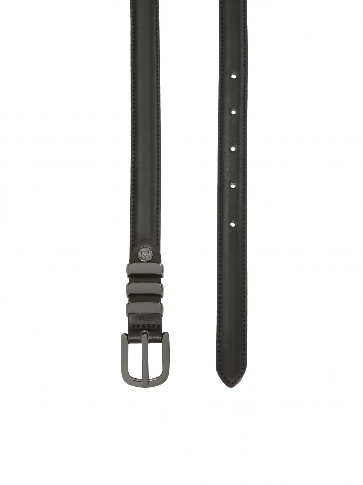 Kazar Black Narrow Belt With Gun Metal Buckle