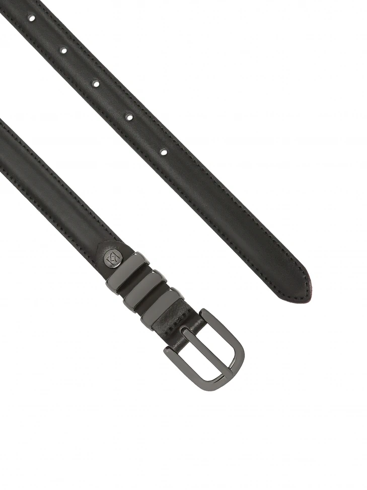 Kazar Black Narrow Belt With Gun Metal Buckle
