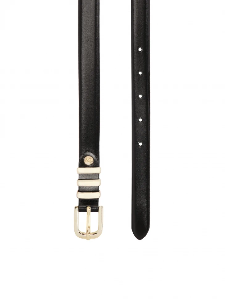 Kazar Black Narrow Belt With Metal Loops