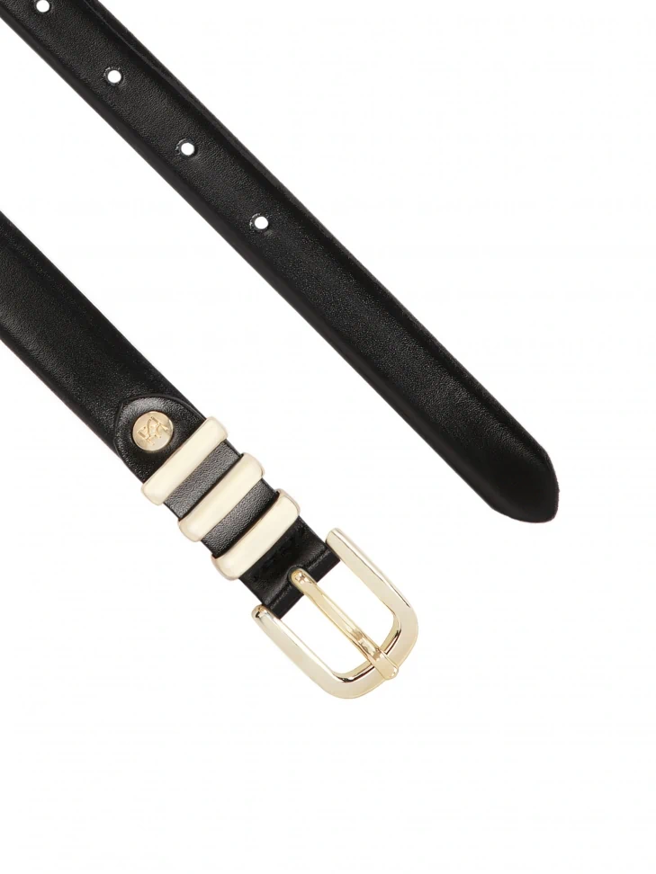 Kazar Black Narrow Belt With Metal Loops
