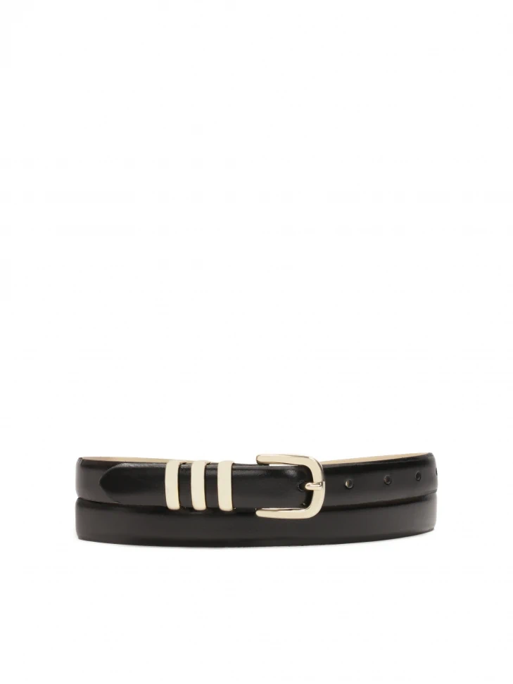 kazar Black narrow belt with metal loops