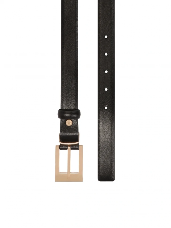 Kazar Black Narrow Belt With Minimalist Clasp