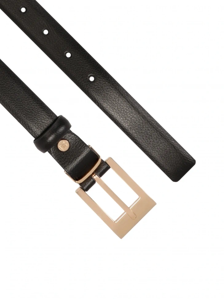 Kazar Black Narrow Belt With Minimalist Clasp