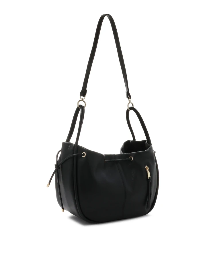 Kazar Black Natural Leather Bag With Strap