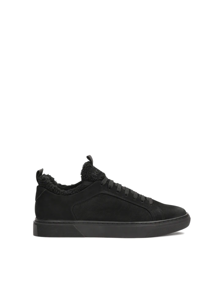 kazar Black nubuck and fabric sneakers