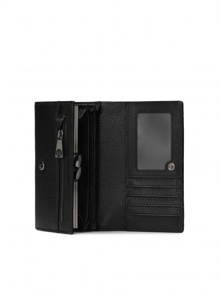 Kazar Black Oblong Wallet With Embossed Design