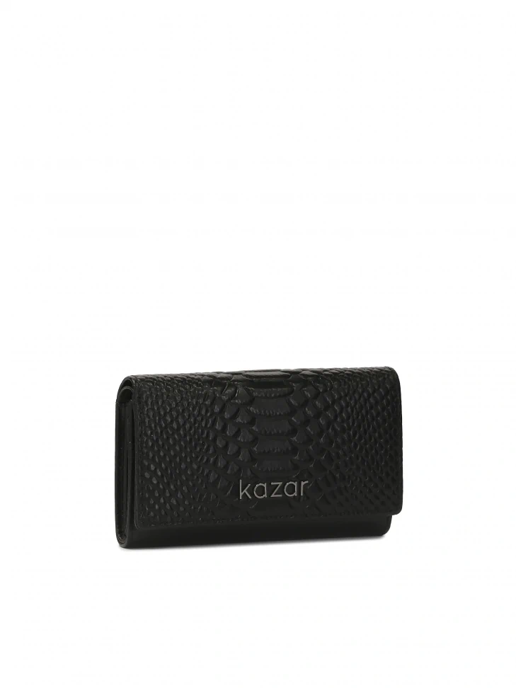 Kazar Black Oblong Wallet With Embossed Design