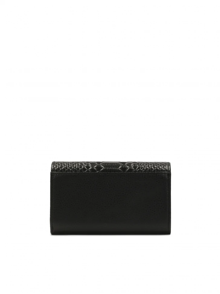 Kazar Black Oblong Wallet With Embossed Design