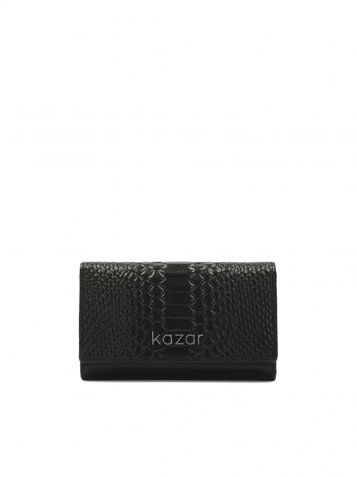 kazar Black oblong wallet with embossed design