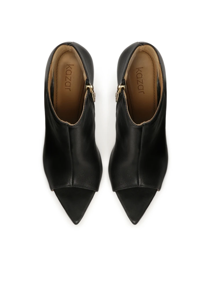 Kazar Black Open-toe Pointed-toe Boots