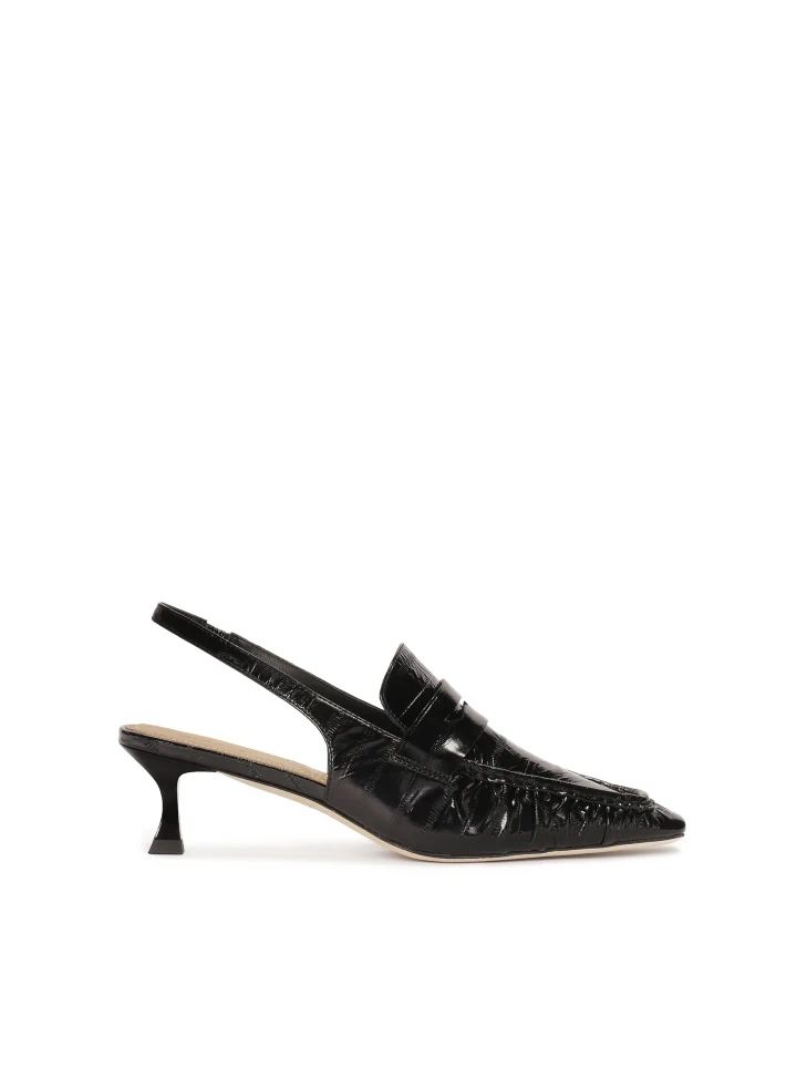 kazar Black open-toe pumps with slingback heel