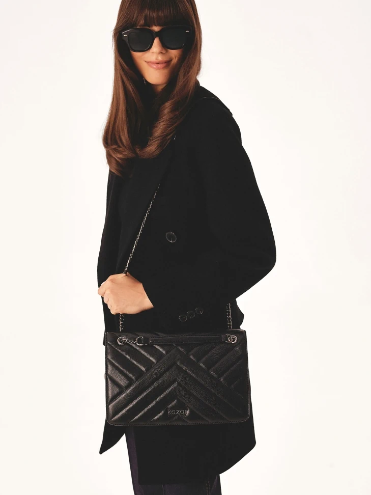 Kazar Black Ornate Handbag Suspended From A Chain