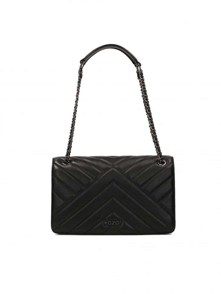 kazar Black ornate handbag suspended from a chain