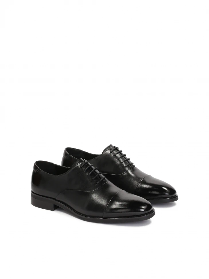 Kazar Black Oxfords With Overlapping Nose