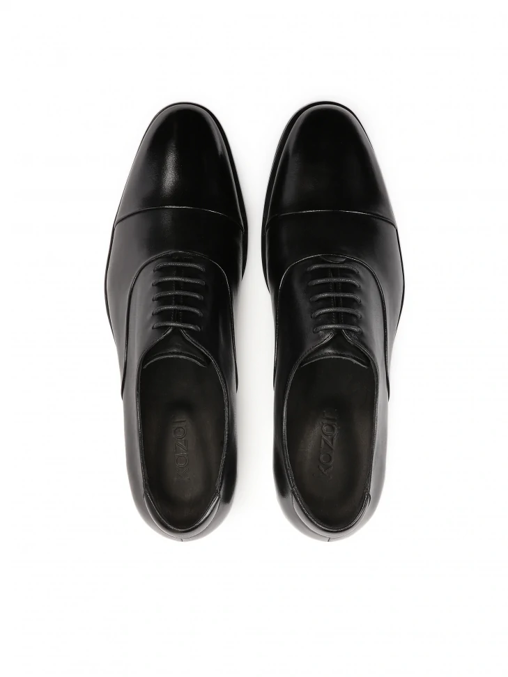Kazar Black Oxfords With Overlapping Nose