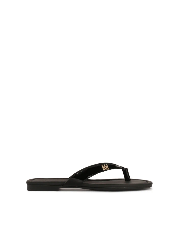 kazar Black patent leather flip flops