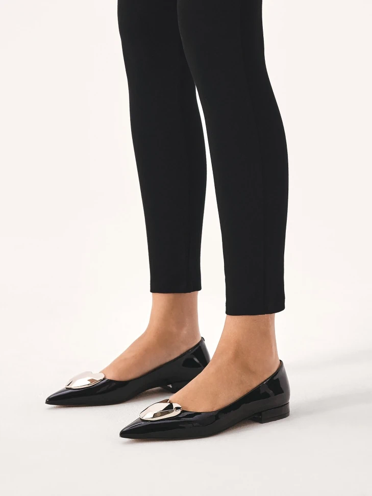 Kazar Black Patent Leather Pumps On A Flat Sole