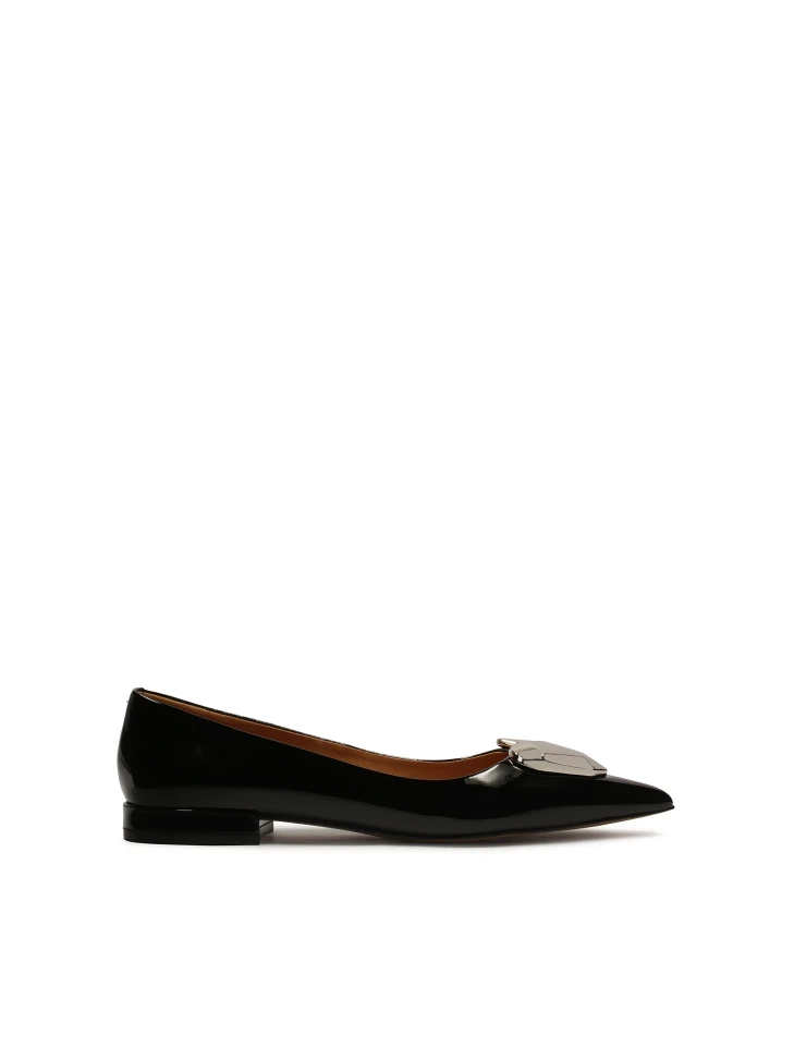 kazar Black patent leather pumps on a flat sole