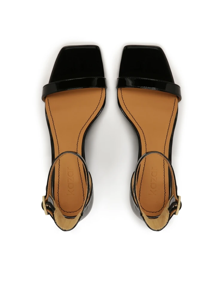 Kazar Black Patent Leather Sandals On A Heel