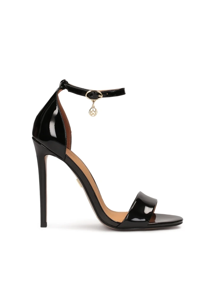kazar Black patent leather sandals with slim heel