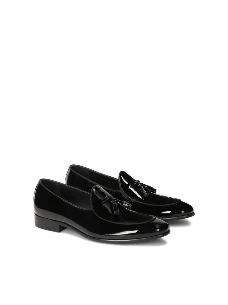 Kazar Black Patent Loafers With Tassels