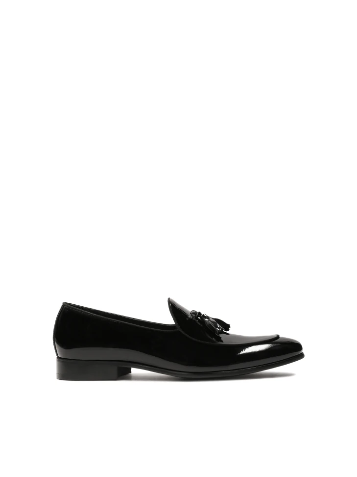 kazar Black patent loafers with tassels