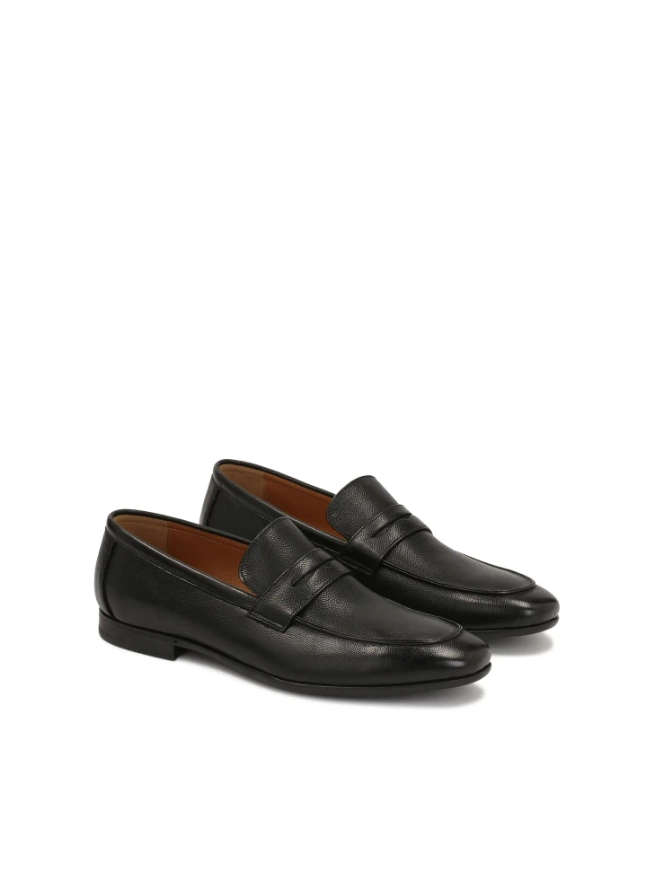 Kazar Black Pea Leather Loafers