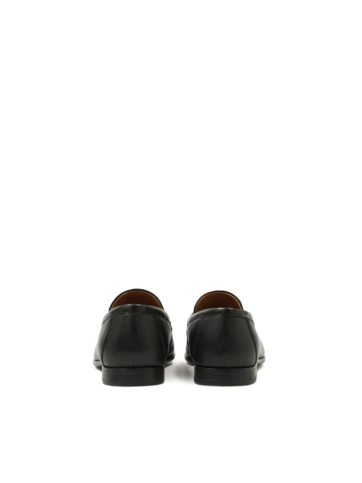 Kazar Black Pea Leather Loafers