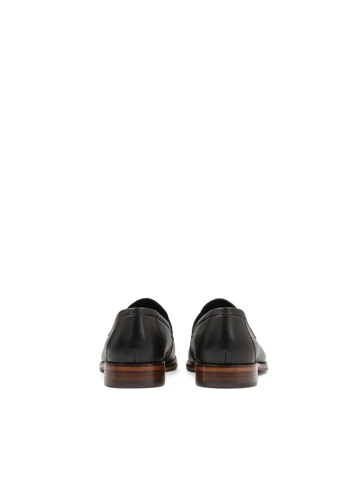 Kazar Black Pea Leather Slip-on Loafers