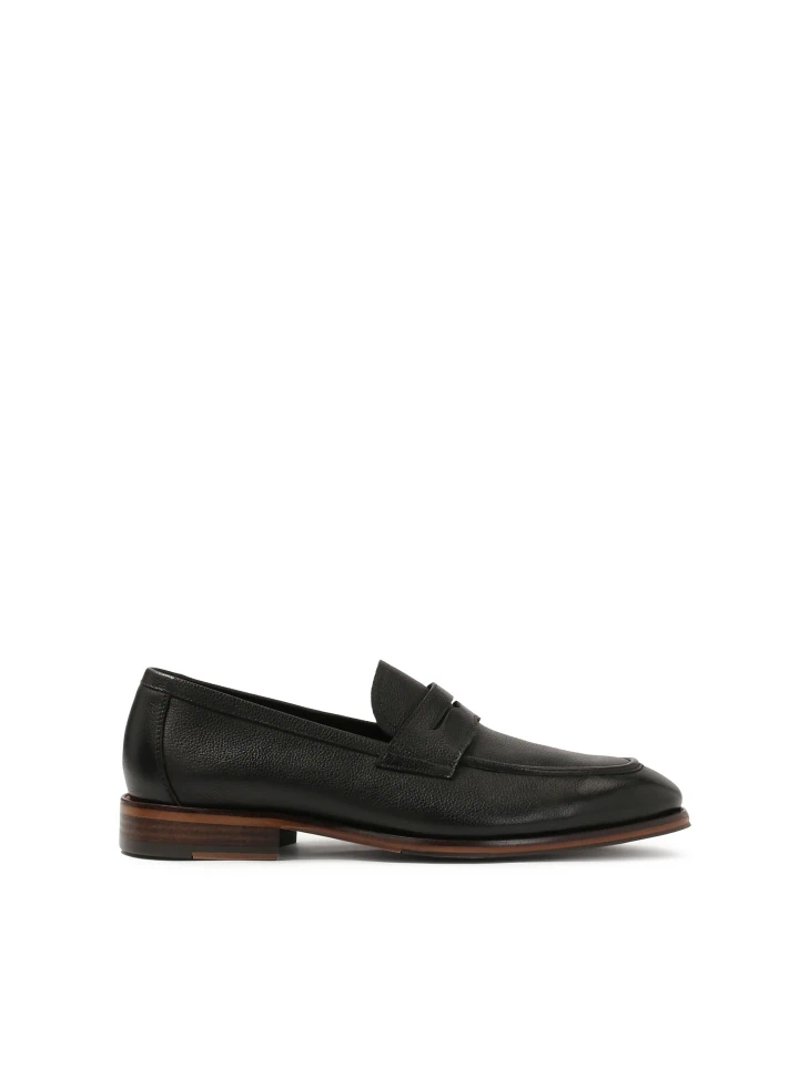 kazar Black pea leather slip-on loafers