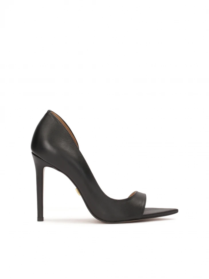 kazar Black peep toe pumps with pointed nose