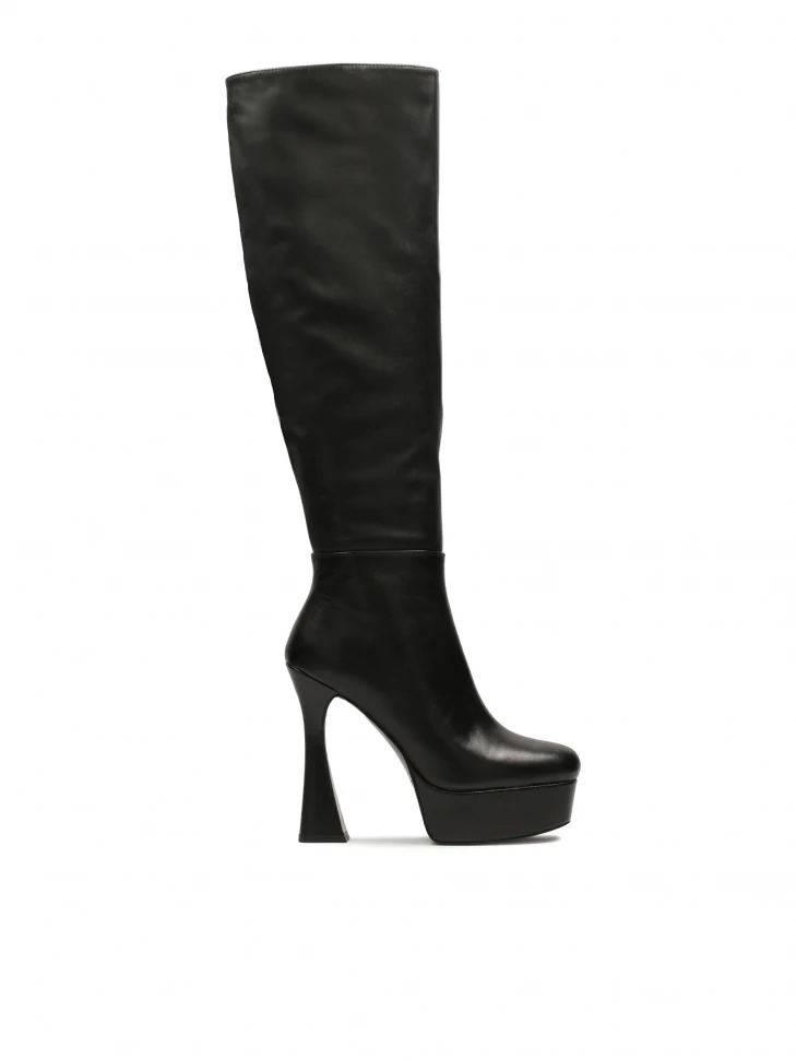kazar Black platform and cup heel boots