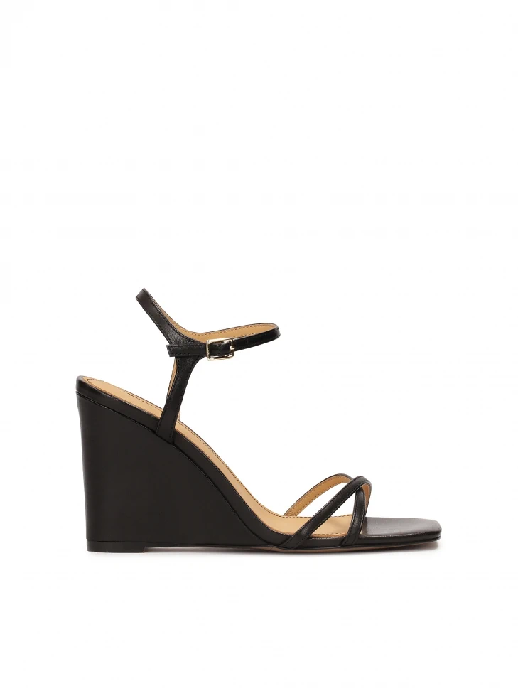 kazar Black platform sandals with square toe