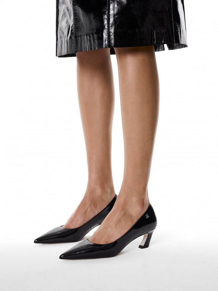 Kazar Black Pointed-toe Pumps With A Slanted Heel