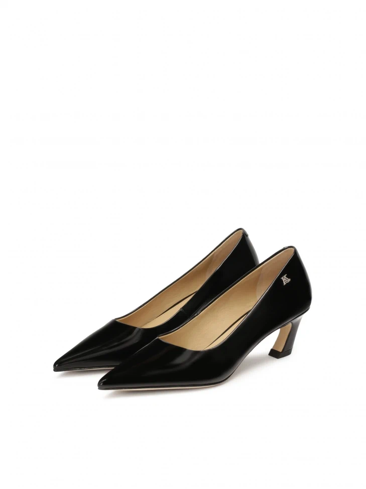 Kazar Black Pointed-toe Pumps With A Slanted Heel